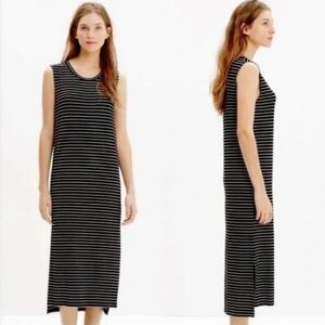 Madewell Womens Sleeveless Maxi T Shirt Dress Black White Stripes Soft Sz Medium